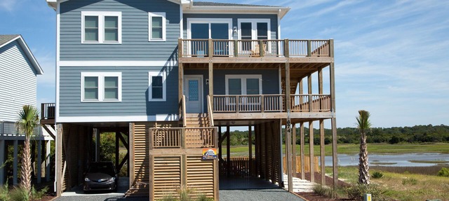 5 Bedroom 2nd Row Home with Heated Pool and Spectacular Marsh and Ocean Views in Holden Beach